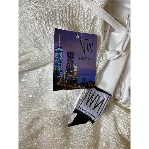 Sexy White Sequin Sleeveless‎ Dress Size 10 Stretch Marilyn Monroe Party Glamour - Picture 4 of 6